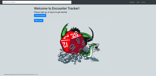 screen shot of encouter tracker website